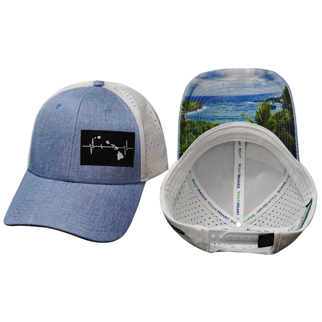 Hawaii - 6 Panel - Shallow Fit - Pony Tail - Light Blue / White (Unisex)