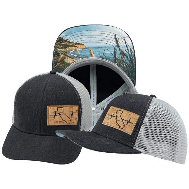 California Hat, Baseball Hat, Snapback Hat, Charcoal, Gray, Mens Hat, Womens Hat, Main Picture