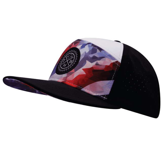Color Vibes Hat, Flat Bill, Snapback Hat, Geo Flag, Black, White, Mens Hat, Womens Hat, Side Picture 
