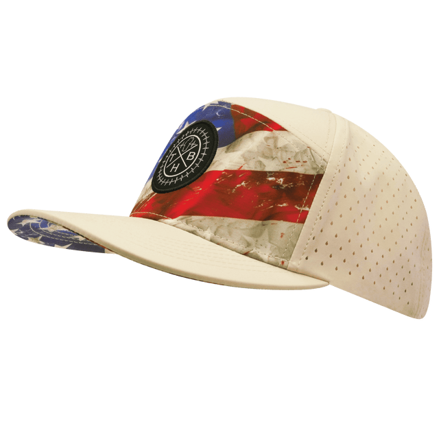 Color Vibes Hat, Flat Bill, Snapback Hat, Rugged Flag, Cream, Mens Hat, Womens Hat, Side Picture