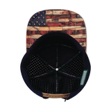 Color Vibes Hat, Flat Bill, Snapback Hat, Stained Flag, Light Tan, Navy , Mens Hat, Womens Hat, Underbill Picture 