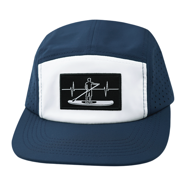Paddle Board Hat - 5 Panel - Navy / White - Laser Mesh
