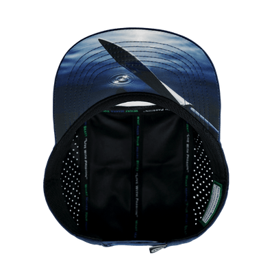 Paddle Board Hat - 5 Panel - Navy / White - Laser Mesh