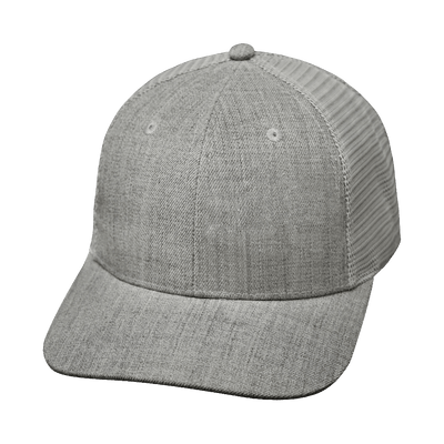 Blank 6 Panel hat — Heather Gray / Gray, Laser Mesh
