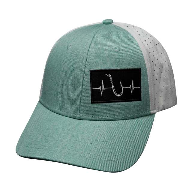 Fishing - 6 Panel - Shallow Fit - Pony Tail - Teal / White (Unisex)