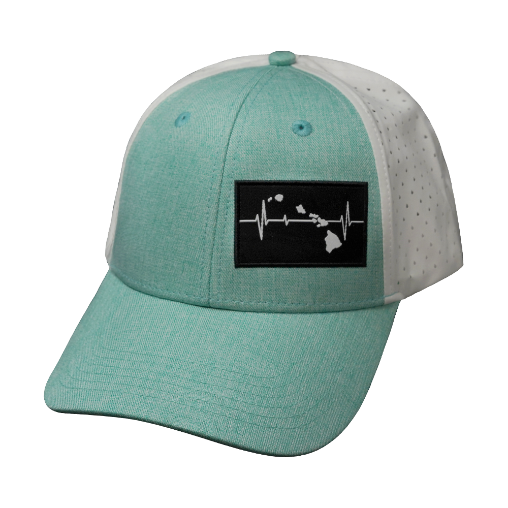 Hawaii - 6 Panel - Shallow Fit - Pony Tail - Teal / White