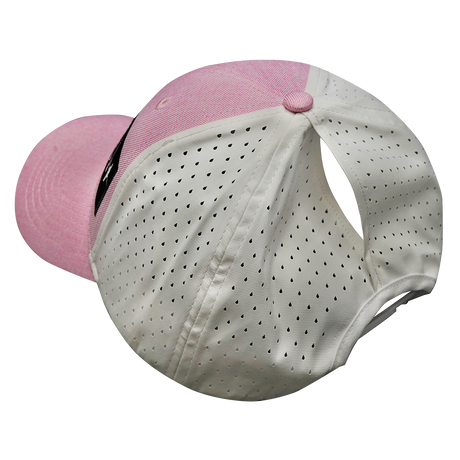 Blank - 6 Panel - Shallow Fit - Pony Tail - Pink / White (Unisex) (Blank Hat Picture Coming Soon)