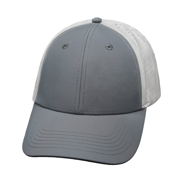 Blank - 6 Panel - Shallow Fit - Pony Tail - Gray / White (Unisex)