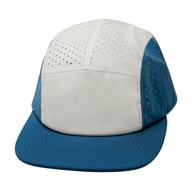 Blank - 5 Panel - Sporty - Unstructured - Pony Tail - Light Blue /  White (Unisex)