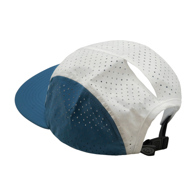 Blank - 5 Panel - Sporty - Unstructured - Pony Tail - Light Blue /  White (Unisex)