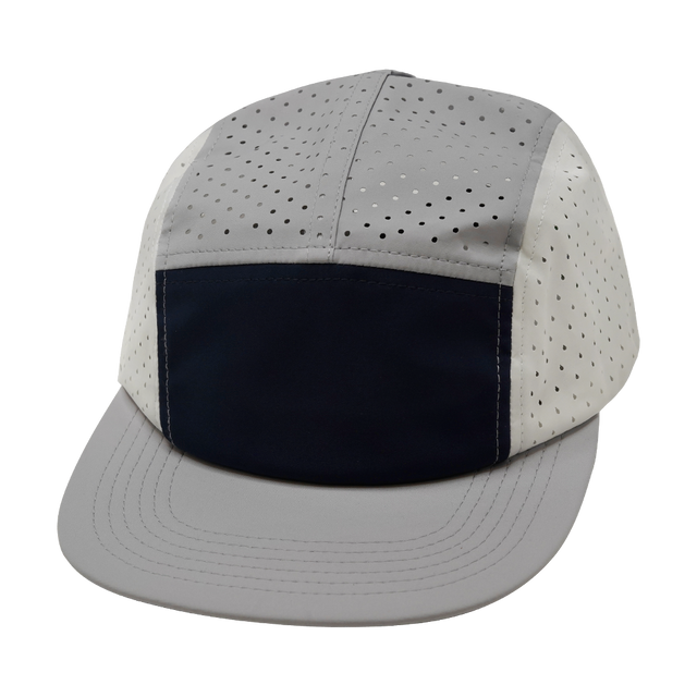 Blank - 5 Panel - Sporty - Unstructured - Pony Tail - Gray / Navy / White (Unisex)