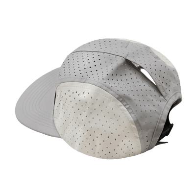 Blank - 5 Panel - Sporty - Unstructured - Pony Tail - Gray / Navy / White (Unisex) - Laser Mesh