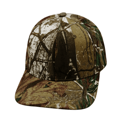 Blank 6 Panel hat — Light Moss Tree Camo, Fabric Back