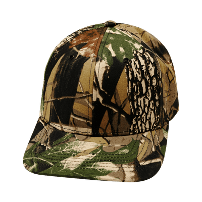 Blank 6 Panel hat — Tan Tree Camo, Fabric Back