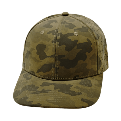Blank 6 Panel hat — Earth Camo, Laser Mesh