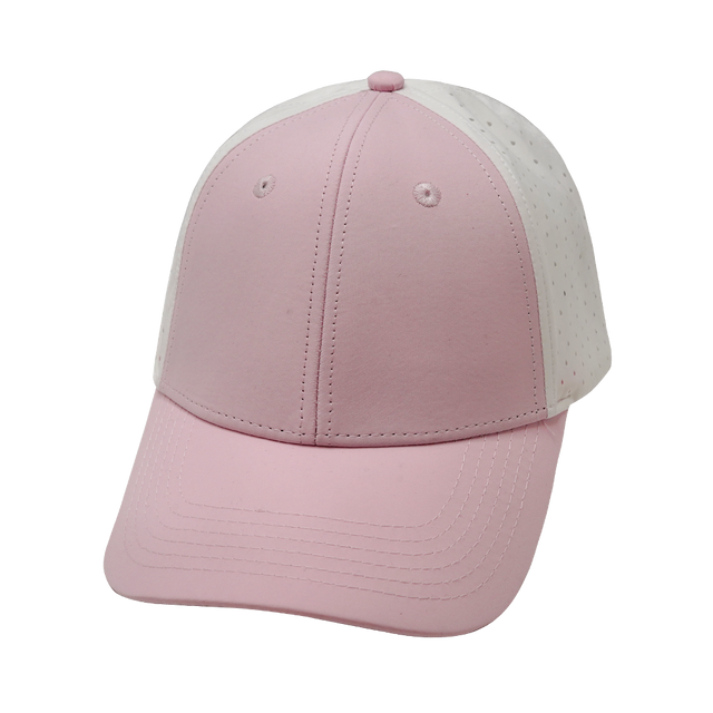 Blank - 6 Panel - Shallow Fit - Pony Tail - Light Pink / White (Unisex)