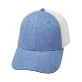 Blank - 6 Panel  - Shallow Fit - Pony Tail - Light Blue / White (Unisex)