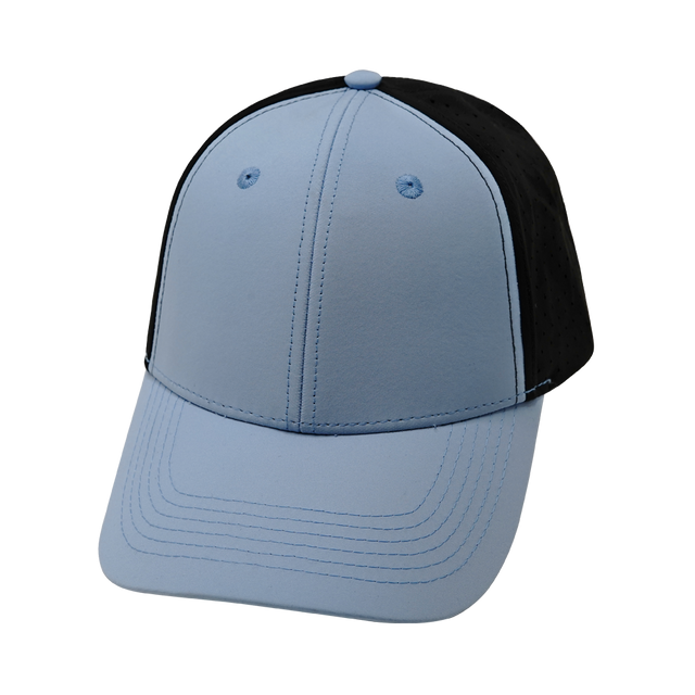 Blank - 6 Panel - Shallow Fit - Pony Tail - Baby Blue / Black (Unisex)