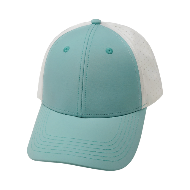 Blank - 6 Panel - Shallow Fit - Pony Tail - Mint Green / White (Unisex)