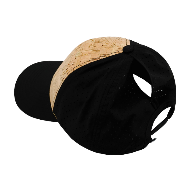 Blank - 6 Panel - Shallow Fit - Pony Tail - Cork - Black (Unisex)