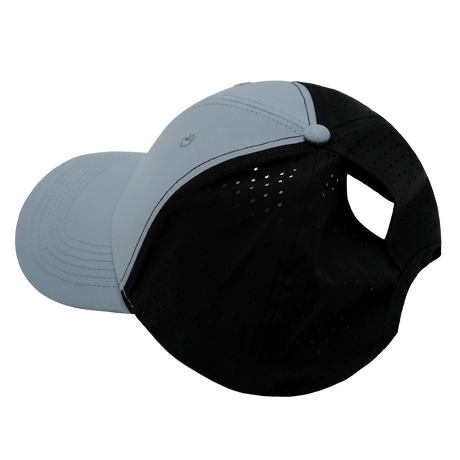 Blank - 6 Panel - Shallow Fit - Pony Tail - Gray Blue / Black (Unisex)