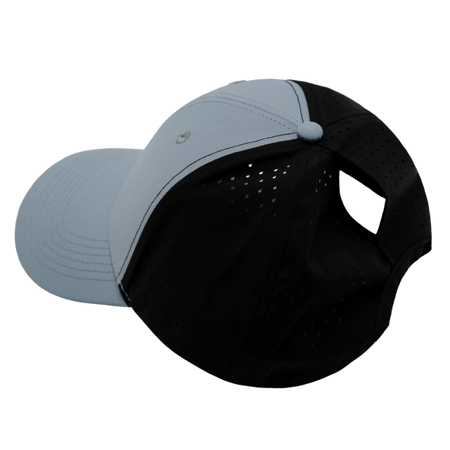 Blank - 6 Panel - Shallow Fit - Pony Tail - Gray Blue / Black (Unisex)