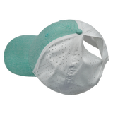 Blank - 6 Panel - Shallow Fit - Pony Tail - Teal / White (Unisex)