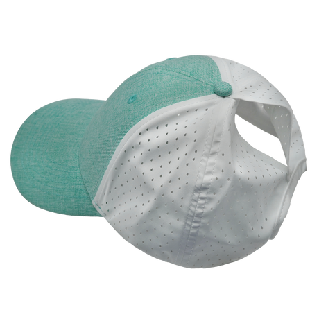 Blank - 6 Panel - Shallow Fit - Pony Tail - Teal / White (Unisex)