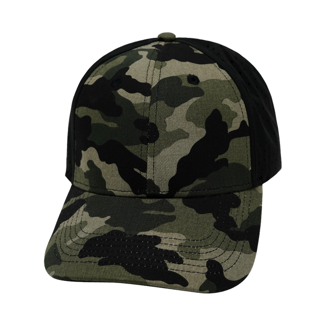 Blank - 6 Panel - Shallow Fit - Pony Tail - Light Camo / Black (Unisex)