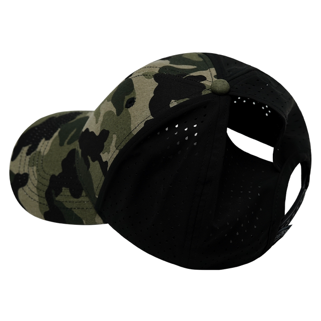 Blank - 6 Panel - Shallow Fit - Pony Tail - Light Camo / Black (Unisex)