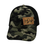 Alaska Hat, Low Profile, Ponytail, Snapback Hat, Camo, Black, Mens Hat, Womens Hat, Front Picture 