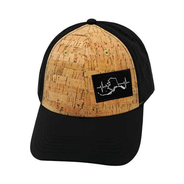 Alaska - 6 Panel - Shallow Fit - Pony Tail - Cork - Black  (Unisex)