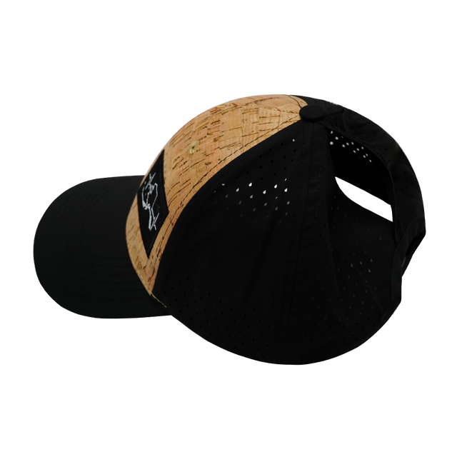 Alaska - 6 Panel - Shallow Fit - Pony Tail - Cork - Black  (Unisex)