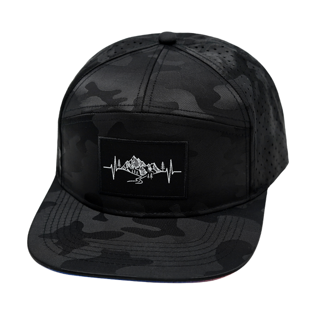 Mountains - 7 Panel - Black Camo (Unisex)