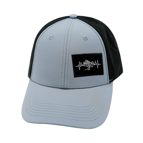 Mountains - 6 Panel - Shallow Fit - Pony Tail - Gray Blue / Black