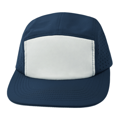 Blank 5 Panel hat — Sporty, Unstructured, Navy / White, Laser Mesh