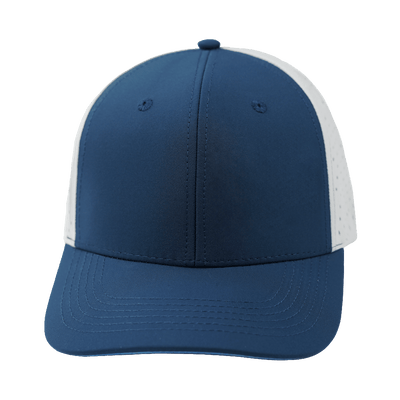 Blank 6 Panel hat — Navy / Gray, Laser Mesh