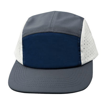 Blank 5 Panel hat — Sporty, Unstructured, Charcoal / Navy / White, Laser Mesh