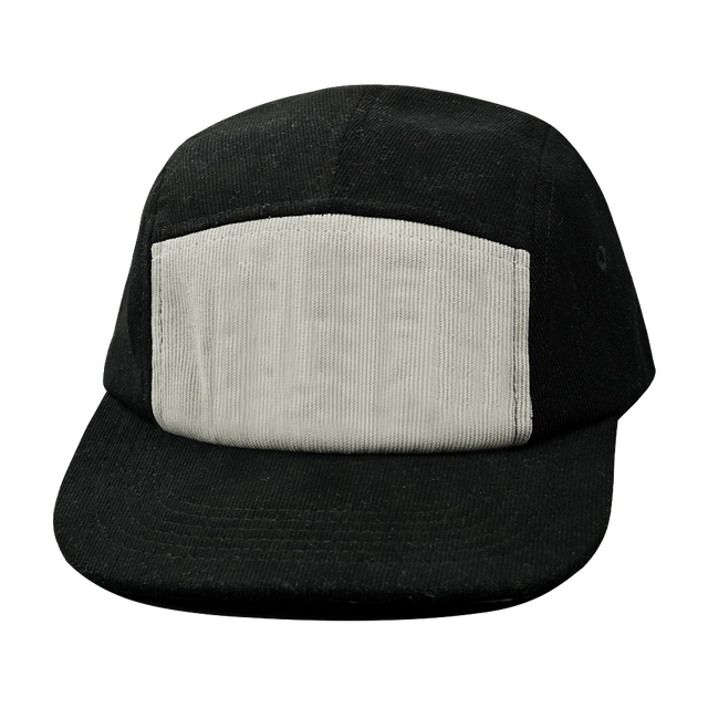 Blank - 5 Panel - Unstructured - Corduroy - Black / Gray (Unisex)