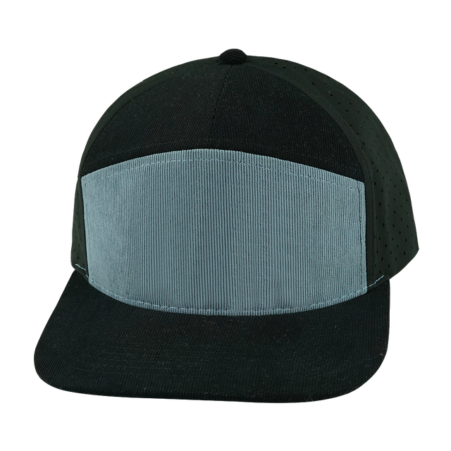 Blank - 7 Panel - Corduroy - Black / Gray Blue (Unisex)