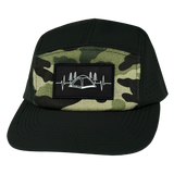 Camping - 5 Panel - Sporty - Unstructured - Black / Green Camo (Unisex)