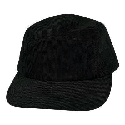 Blank 5 Panel hat — Unstructured, Corduroy, Black, Full Fabric