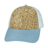 Blank - 6 Panel - Shallow Fit - Pony Tail - Cork - Baby Blue / White (Unisex) - Laser Mesh