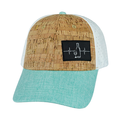 Wine - 6 Panel - Shallow Fit - Pony Tail - Cork - Mint / White (Unisex)