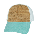 Blank - 6 Panel - Shallow Fit - Pony Tail - Cork - Mint / White (Unisex) - Laser Mesh