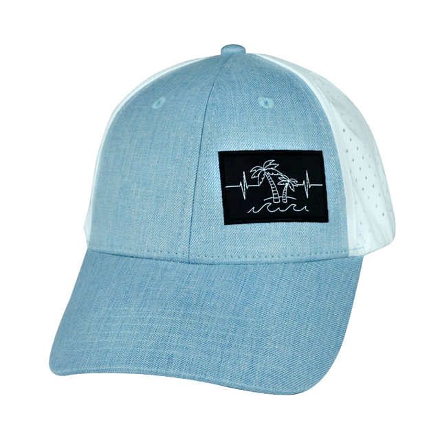 Beach - 6 Panel - Shallow Fit - Pony Tail - Light Blue / White (Unisex)