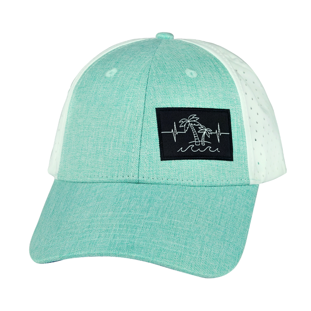 Beach - 6 Panel - Shallow Fit - Pony Tail - Teal / White (Unisex)