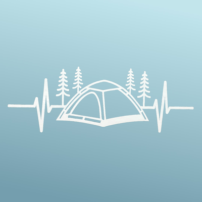 Camping Sticker — Vinyl, White