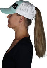 Fishing - 6 Panel - Shallow Fit - Pony Tail - Teal / White (Unisex)