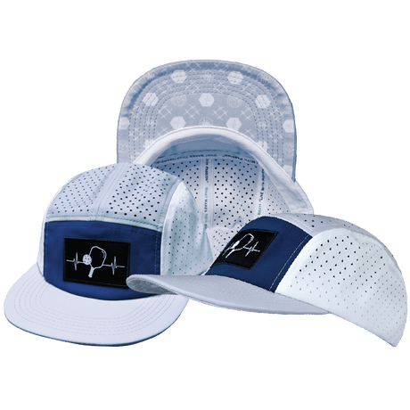 Pickleball Hat, 5 Panel Hat, Strapback, Gray, Navy, White, Mens Hat, Womens Hat, Main Picture